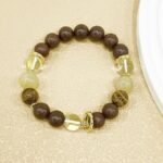 Tiannian Incense Bead Bracelet with Blonde Rutilated Quartz