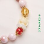 Little Nine-Tailed Fox Five Blessings Energy Crystal & Gold Foil Glass Bracelet - Image 3