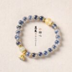 Blue Sugar Heart Agate Heart Sutra Energy Five Elements Metal Energy Boost Bracelet - Image 5