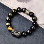 Golden Obsidian Pixiu · Apache Tears Wealth Bracelet - Image 3